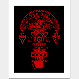 Peru - Tumi red design - Tribal art Posters and Art